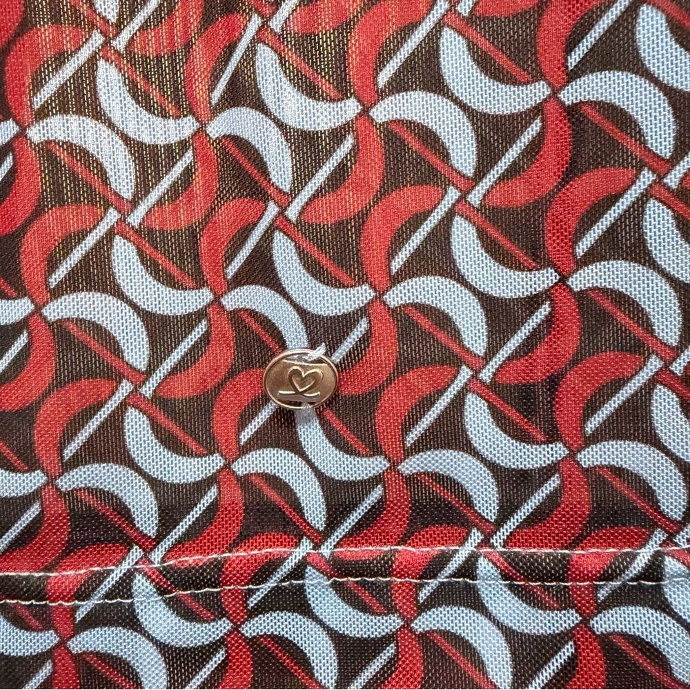 Daily Sports Born in Sweden Quarter Zip Golf Top Red Geometric Print Size M - Picture 6 of 6